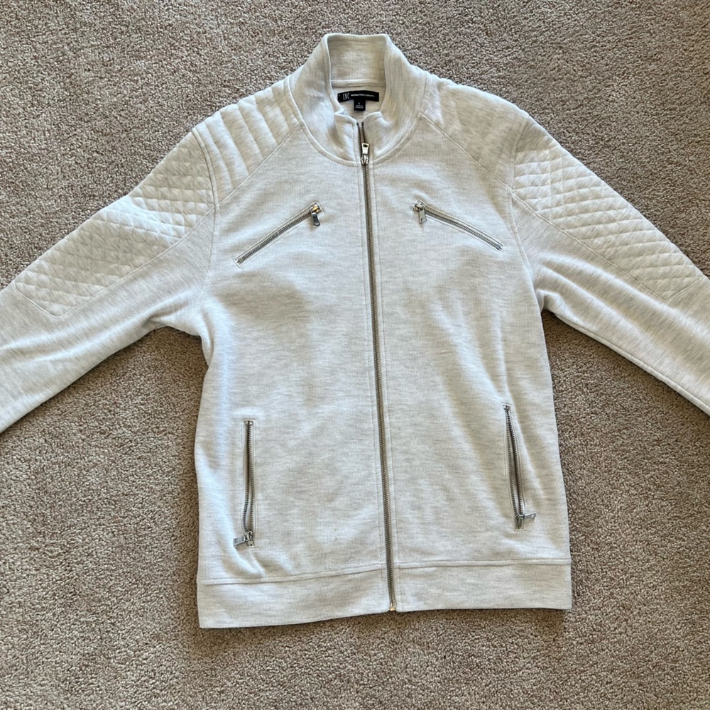 INC International Concepts Light Gray Zip-Up Jacket